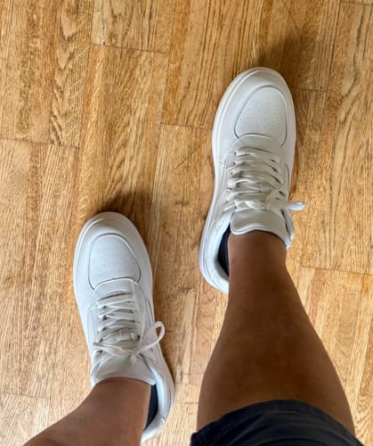 Customer photo review of ELEVATESHOES WHITE CASUAL