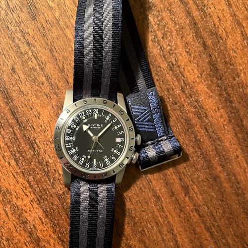 Customer photo review of Navy Blue Nylon Watch Strap