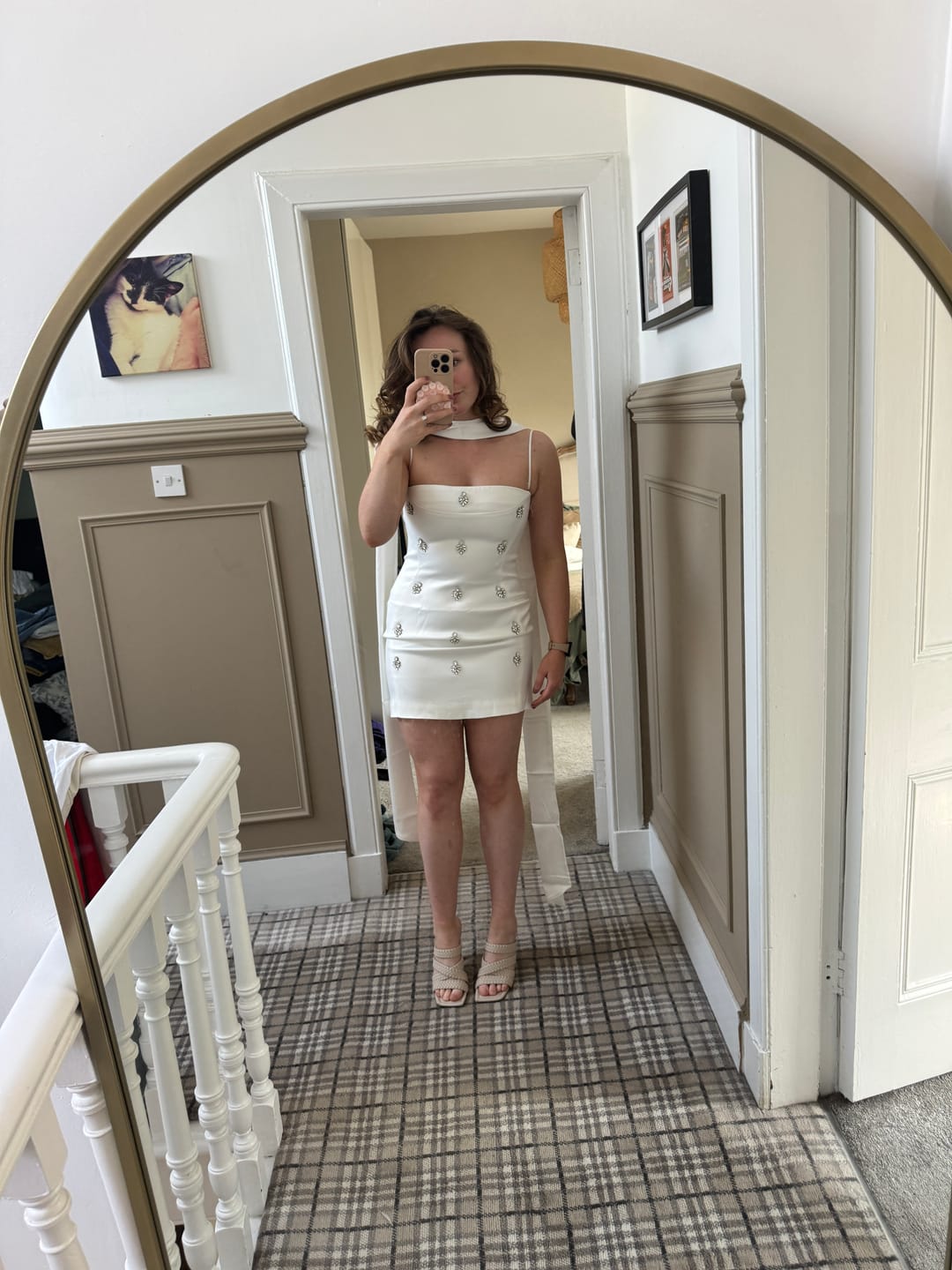 Customer photo review of CELESTE CRYSTAL WHITE MINI DRESS