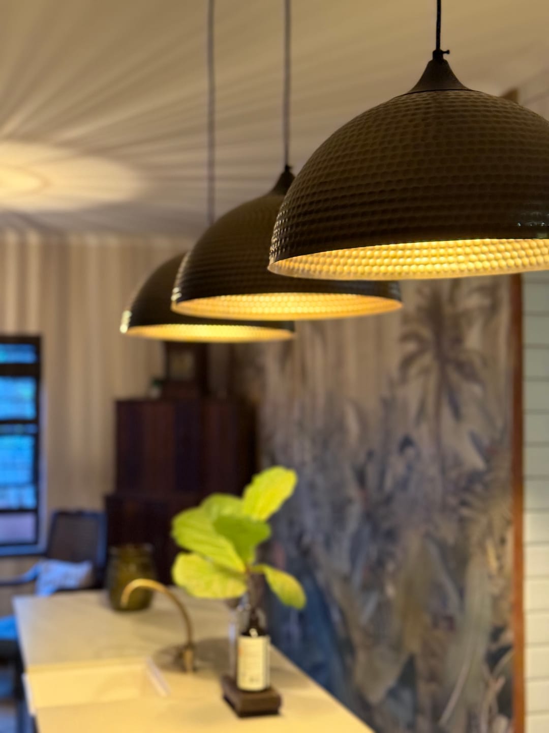 Customer photo review of Brooklyn Beaten Antique Brass Pendant Light