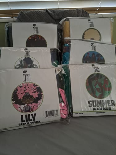 Customer photo review of AFROBRATS™ Lily Beach Towel