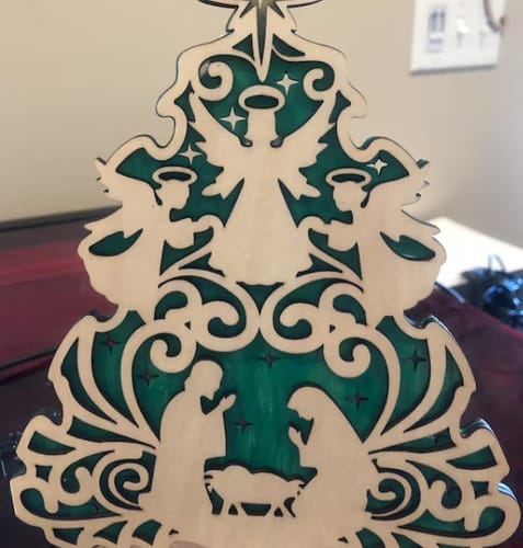 Customer photo review of Standing Nativity scene tree ornaments laser cut svg file