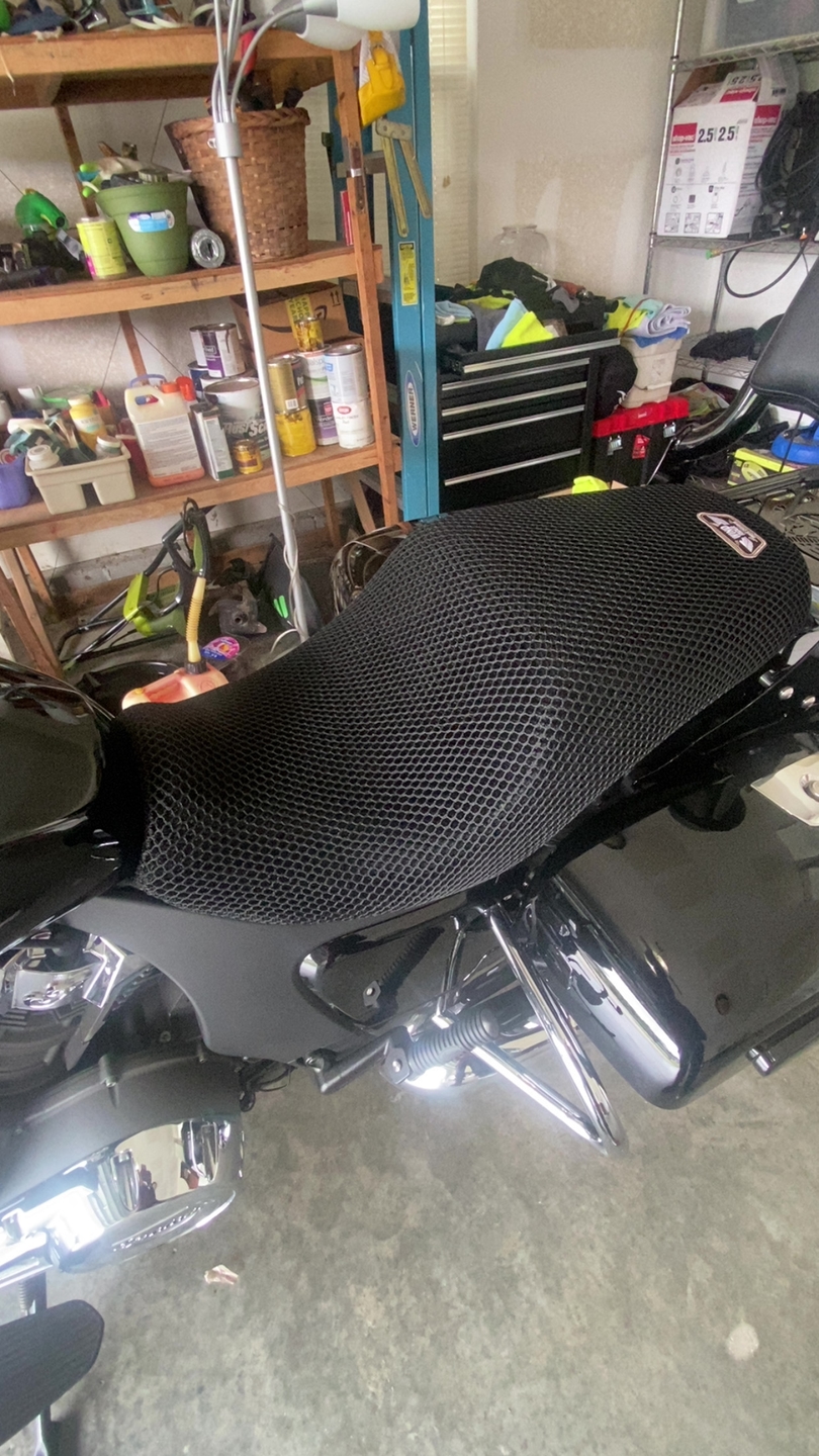 Wind Rider mesh seat cover on a Indian Challenger