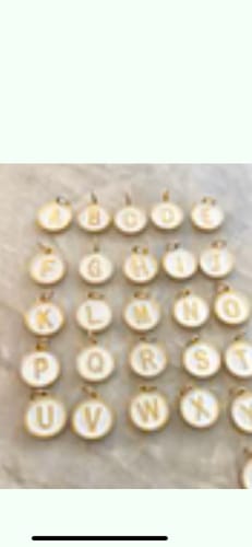 undefined review of 18K Gold Fill White Enamel Circular Letter Pendant Charms image 1 out of 1
