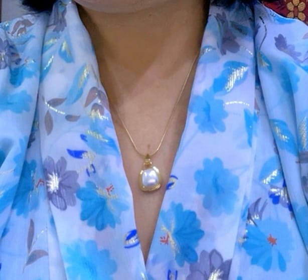 Customer photo review of Vintage Trapezium Necklace