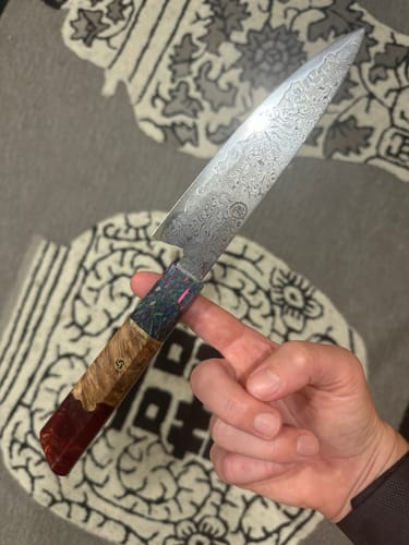 Customer photo review of Kurohana (黒花) - Japanese Damascus Steel Chef's Knife (5.5 inch)