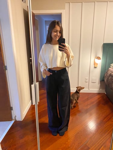 Carolina C. review of Calça Jeans Wide Leg Buriti Preta image 1 out of 1