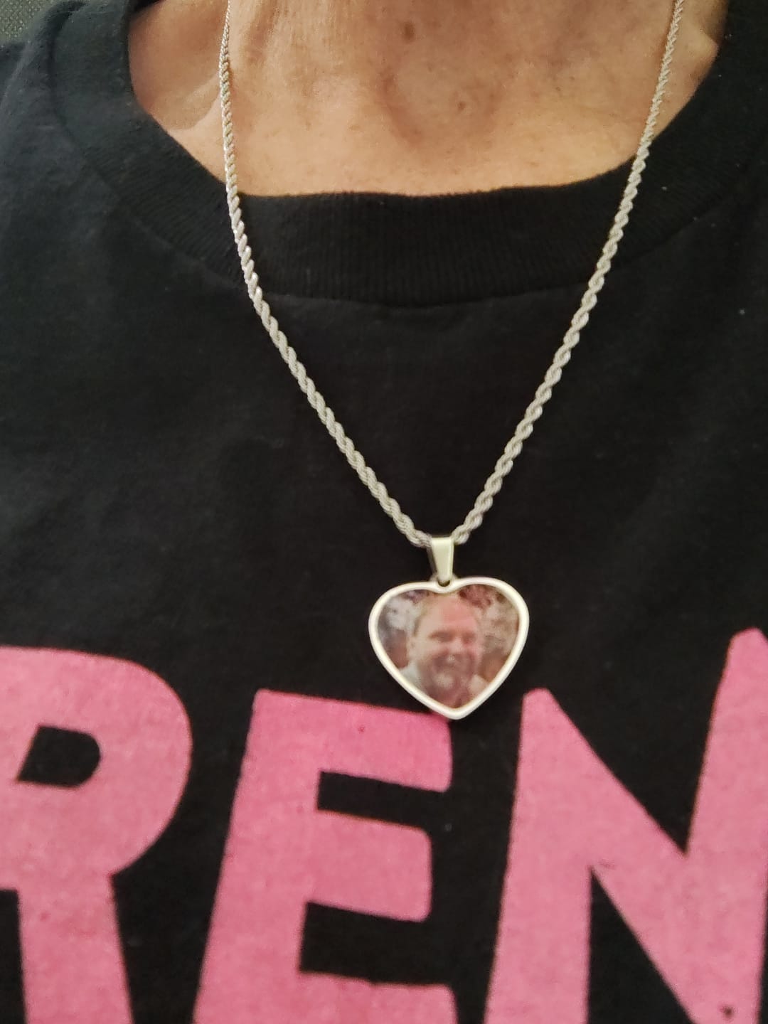 Customer photo review of Engravable Heart Necklace With Picture