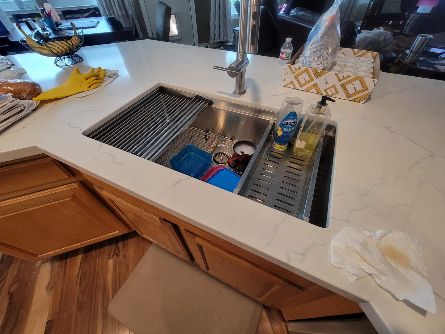 Customer photo review of 33" Undermount Workstation Sink – 16 Gauge Stainless Steel Single Bowl – 8" Deep – Center Drain – Seamless Drain (5LS33b-8)