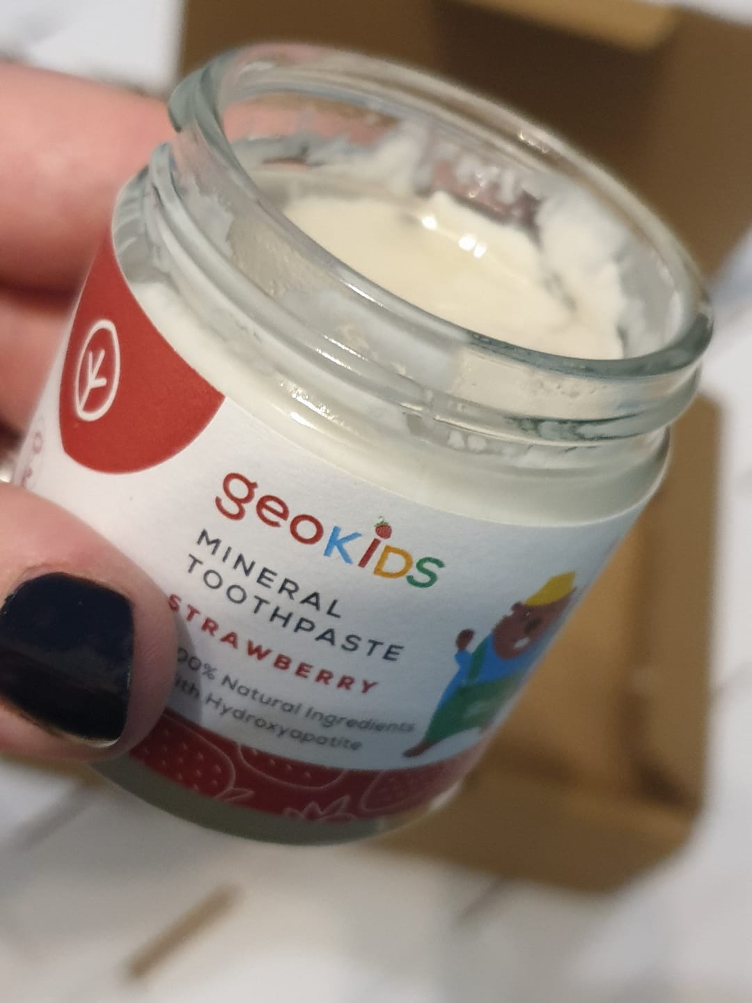 Customer photo review of NEW Fluoride Free Toothpaste for Kids - Strawberry with HYDROXYAPATITE