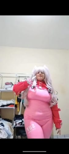 Customer photo review of Women’s Nikki Alice Cosplay Costume Bodysuit with Ear Gloves Wig Cosplay Latex Cat suit Jumpsuit Jacket Suit