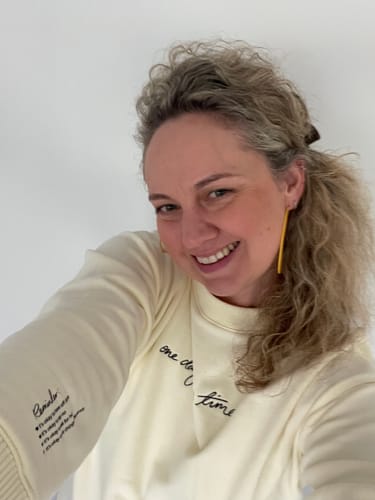 Customer photo review of 'One day at a time' Crew Neck Jumper - Butter Yellow
