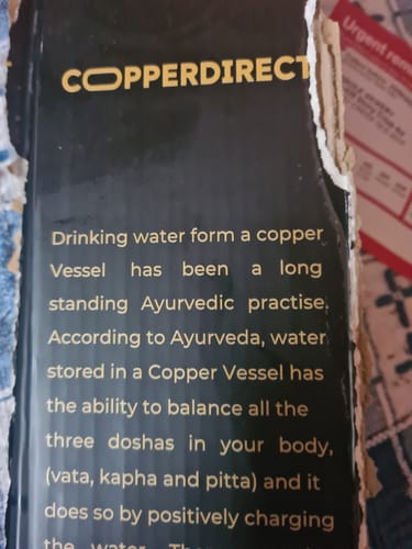 Customer photo review of Antique Black Finish Pure Copper Water Bottle – Tradition Reimagined