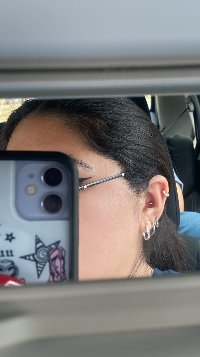 Customer photo review of My Huggies Sparkle Hoop Earrings