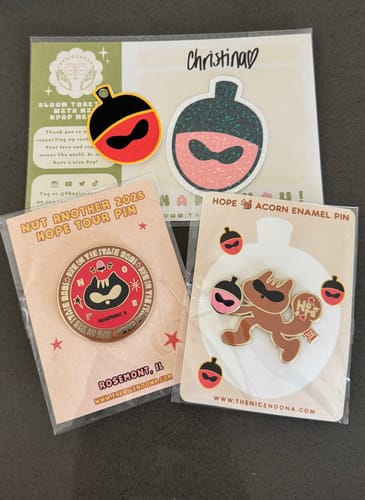 Customer photo review of (PREORDER) Hope 🐿️ Acorn Enamel Pins