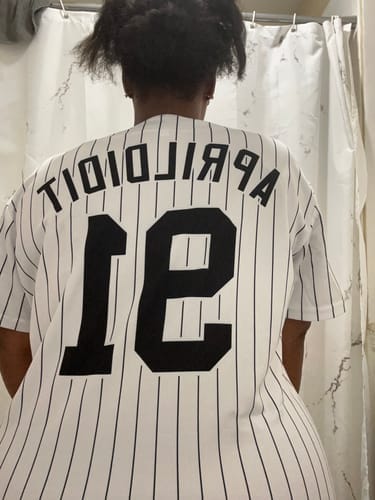 Customer photo review of Custom Purple Gray-White Classic Style Authentic Baseball Jersey