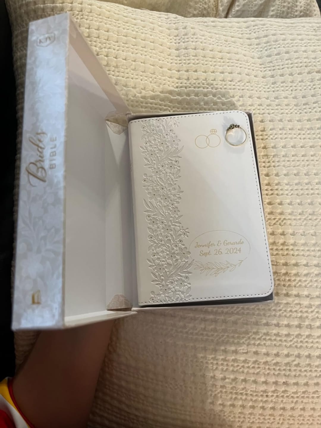 Customer photo review of Personalized Brown Bible - The Message USA Bible Cross
