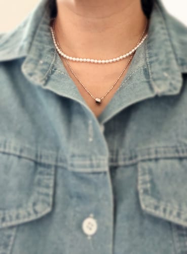 Customer photo review of Signature. D Gold Pearl Necklace (4mm)
