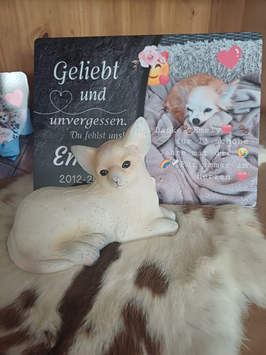 Customer photo review of Kaninchen Gedenktafel mit Foto & Spruch (UV- & Wetterfest)
