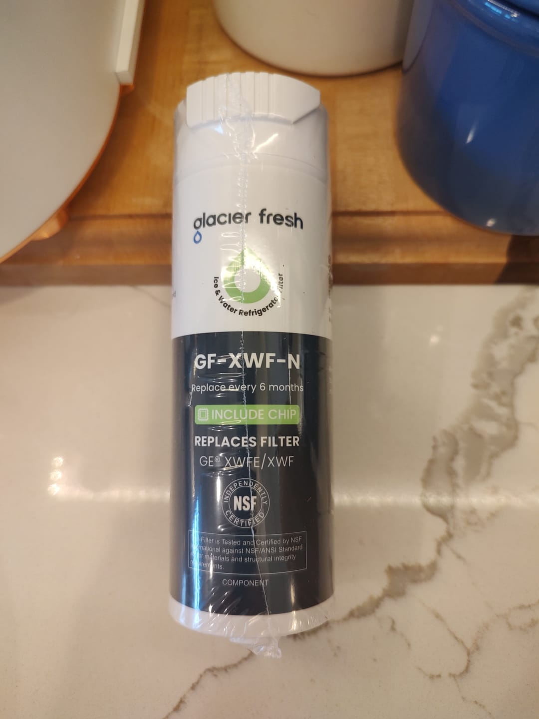 Customer photo review of Glacier Fresh Compatible with GE XWFE Refrigerator Water Filter(with rfid chip)