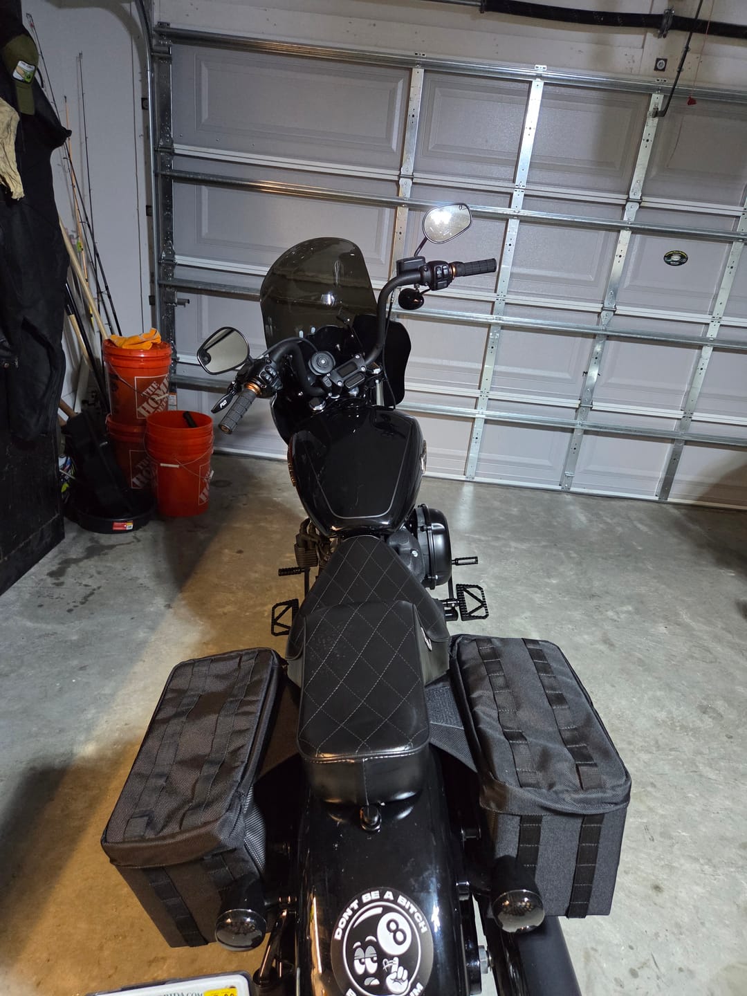 Customer photo review of 18L - Patriot Medium Motorcycle Throw Over Saddlebags for Harley Softail Street Bob FXBB