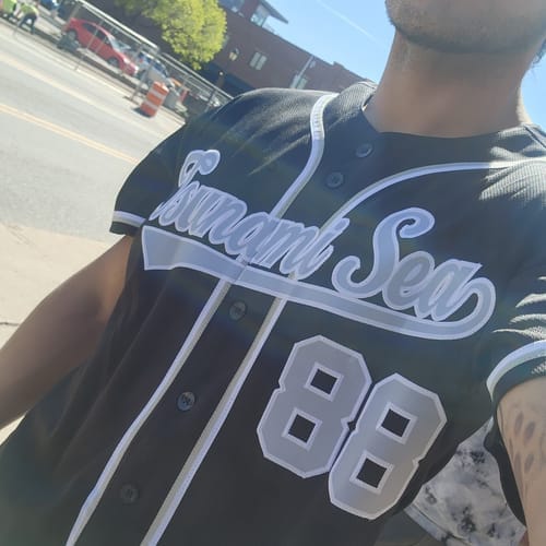Customer photo review of Custom Black White Classic Style Authentic Baseball Jersey