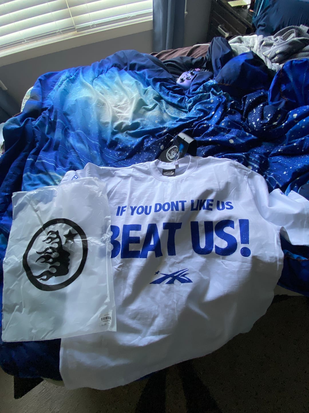Customer photo review of Hellstar "Beat Us" White T-Shirts
