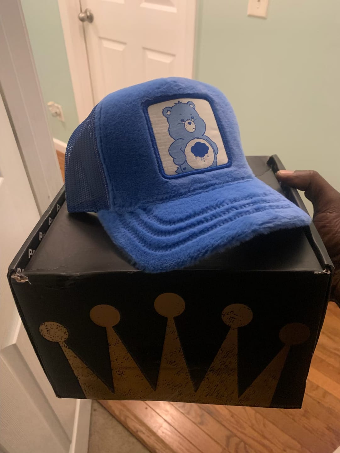 Customer photo review of OVERLORD X Care Bears:  Grumpy Bear Trucker Cap
