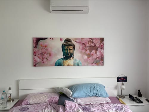 Customer photo review of Leinwandbild | Buddha Statue mit Kirschblüten | Panorama