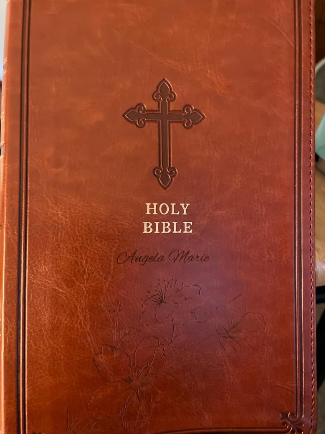 Customer photo review of Personalized Black Bible - KJV Bible God Bless USA