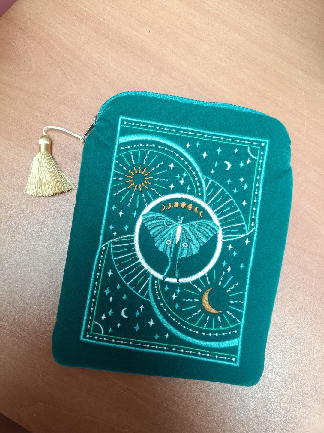 Customer photo review of Luna Moth E-Reader Sleeve