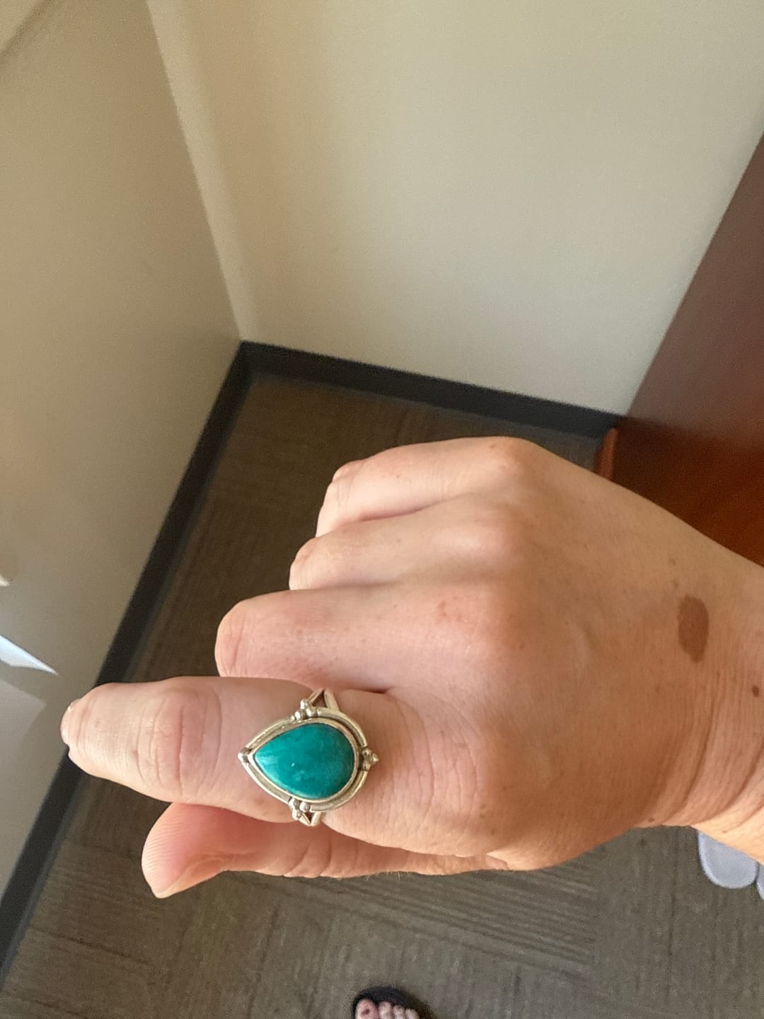 Customer photo review of Turquoise Teardrop Ring