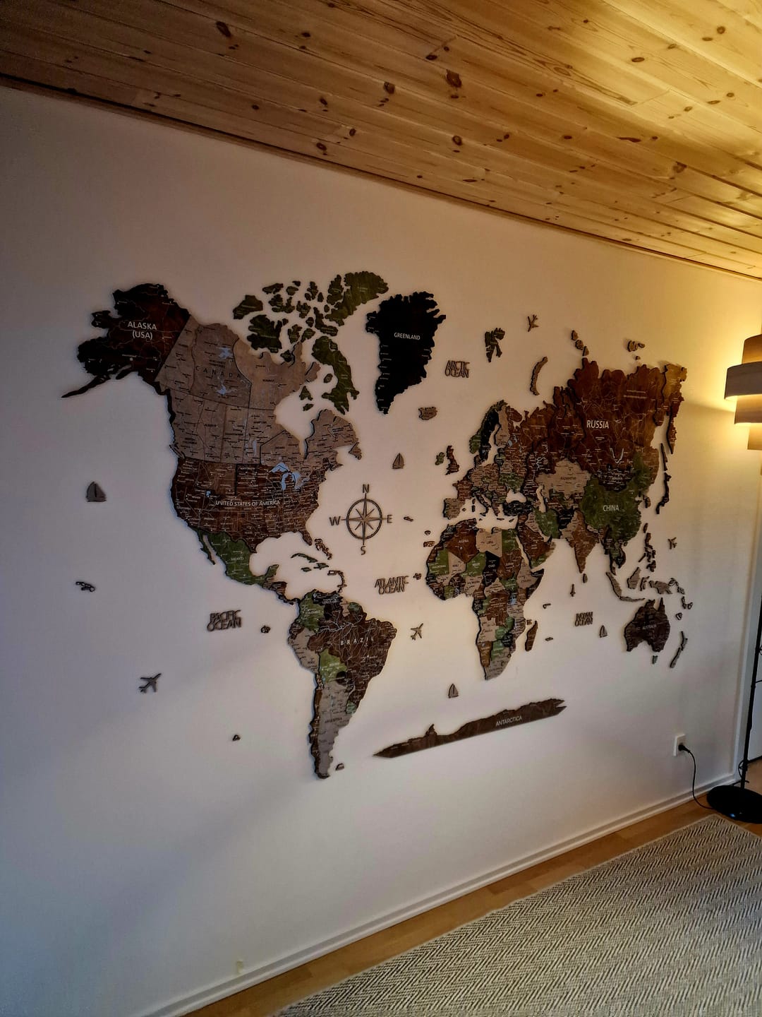 Customer photo review of Wood World Map -Rustic
