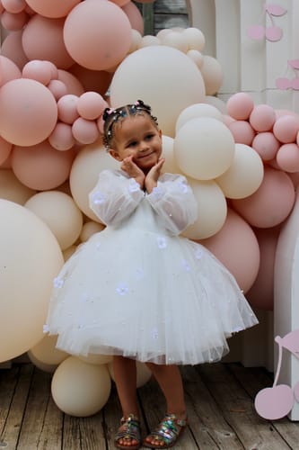 Customer photo review of Baby Girl and Toddler White Puffy Christening Princess Dress