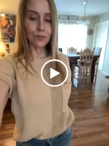 Customer video review of Mixed Knits Pocket Accented Short Sleeve Sweater
