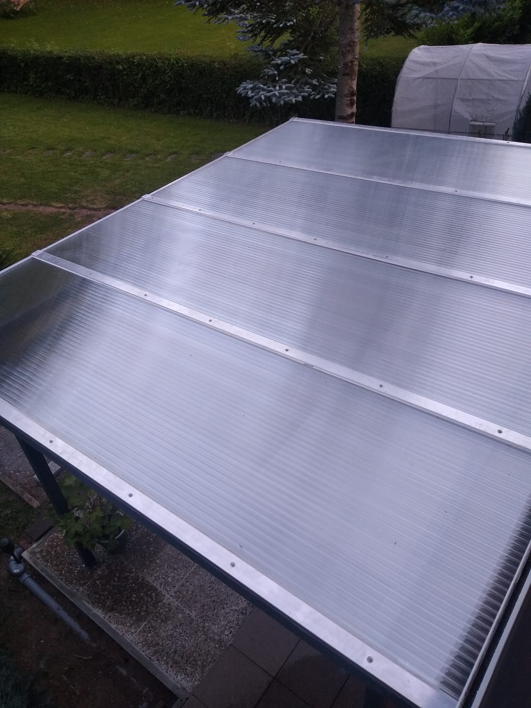 Customer photo review of Dachhaut Alu/Alu mit Polycarbonat Stegplatten 16mm X-Struktur klar