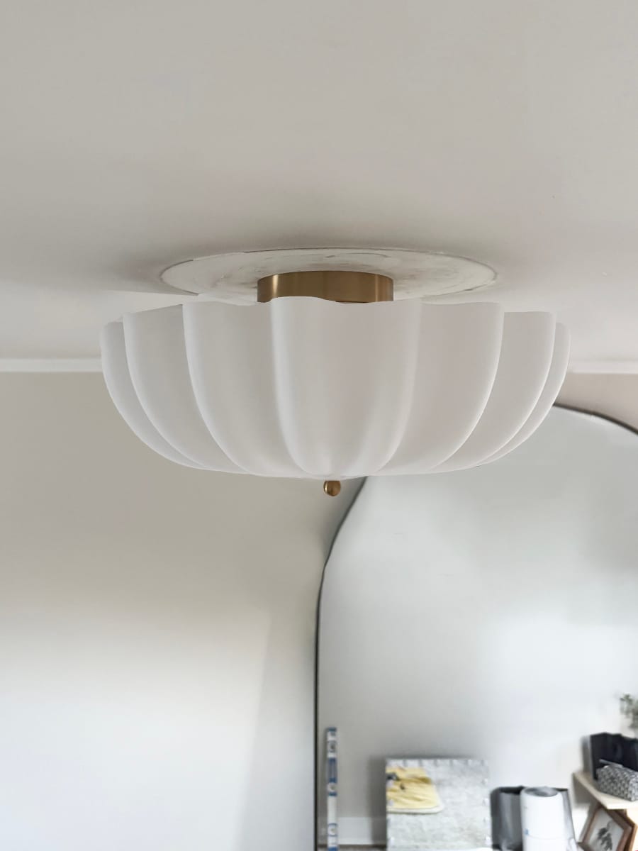 Customer photo review of Modern 3-Light Milky White Daisy Glass Semi-Flush Mount