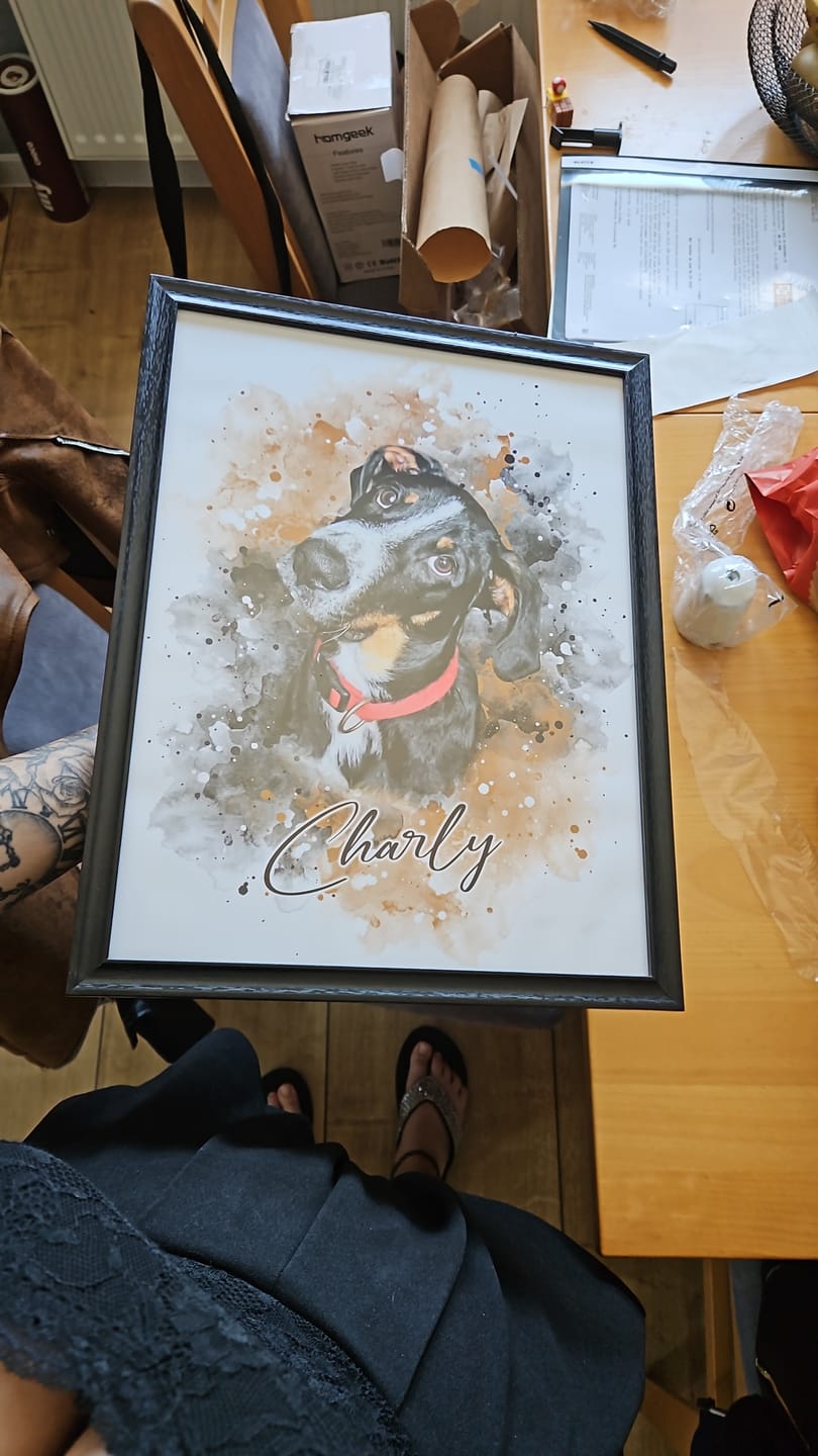 Customer photo review of Tierisches Wasserfarben Hunde Portrait