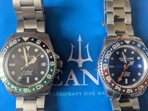 Customer photo review of Oceaneva Men's GMT TITANIUM Automatic Deep Marine Explorer 1250M Black Green Bezel Watch