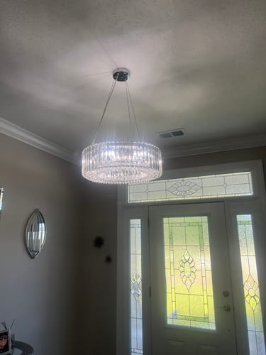 Customer photo review of Modern Chrome Round Drum Crystal Chandelier