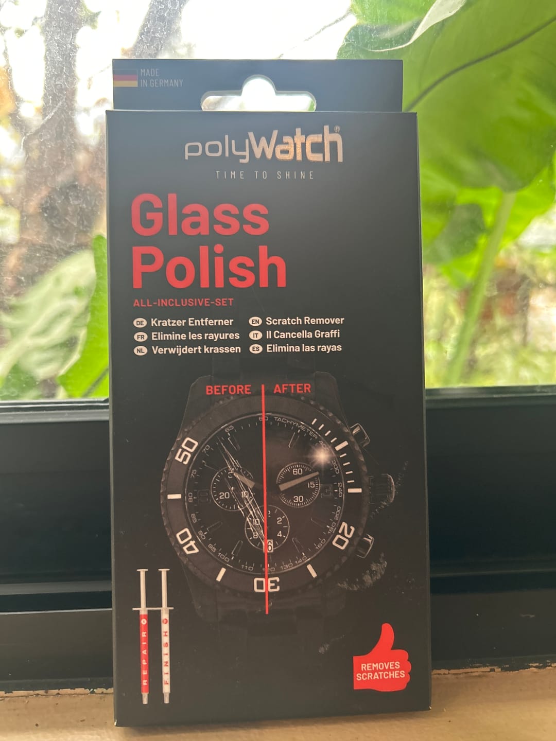 Customer photo review of Polywatch Polish Glass - ¡Limpia rayas en cristal mineral!