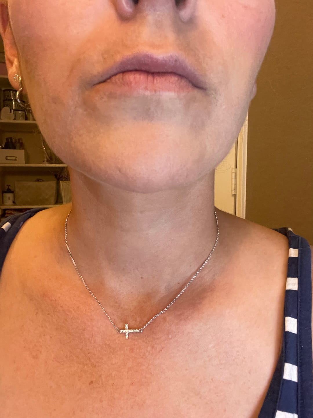 Customer photo review of Joy 18k White Gold Plated Cross Pendant Necklace with Swarovski Crystals