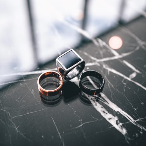 Customer photo review of Aged Silver Signet Ring - Aged Silver & Black