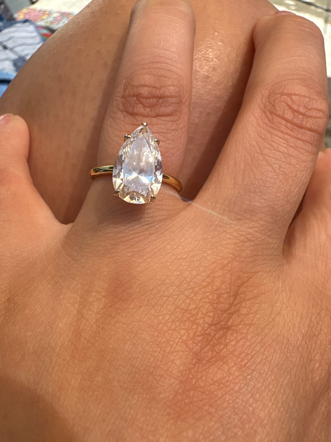 Customer photo review of S925 Classic 2.5~4.5 Carat Pear Cut Engagement Ring In Sterling Silver Everyday Wearable Ring