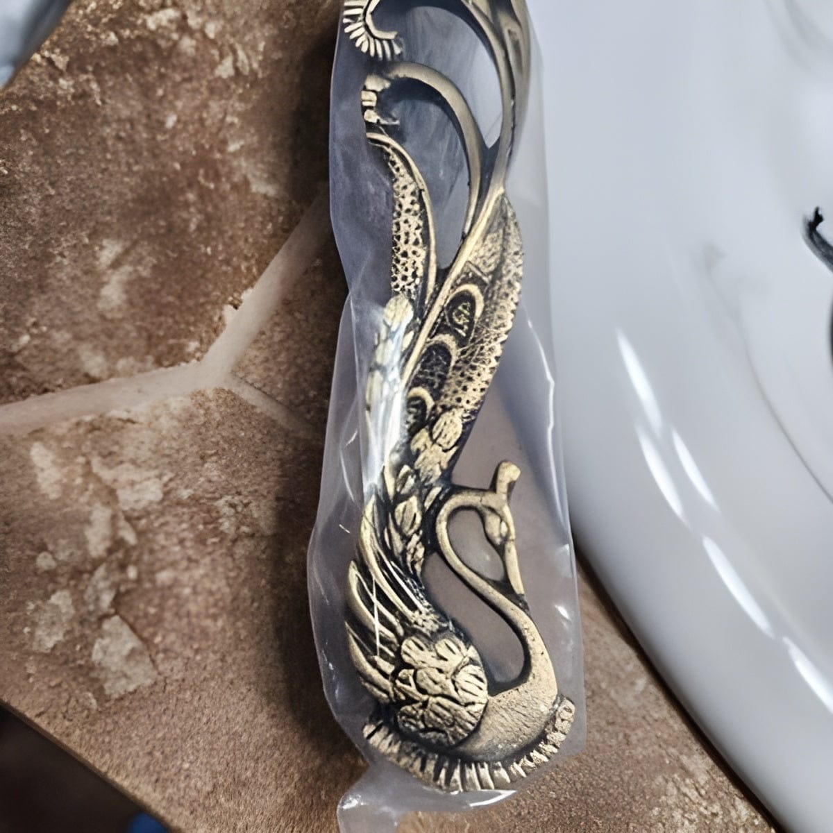 Customer photo review of Brass Peacock Door handle - Antique Brass