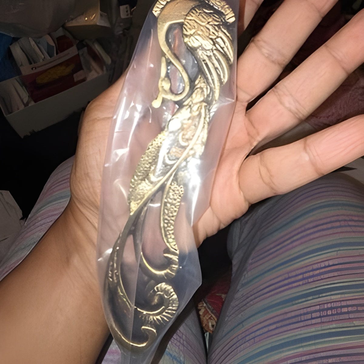 Customer photo review of Brass Peacock Door handle - Antique Brass