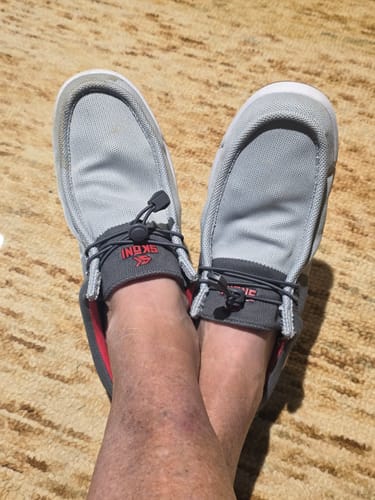 Customer photo review of SKŌNI Men's Golf Shoe Waterproof- Grey/Red