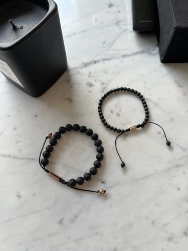 Customer photo review of Lava Stone Bead Bracelet