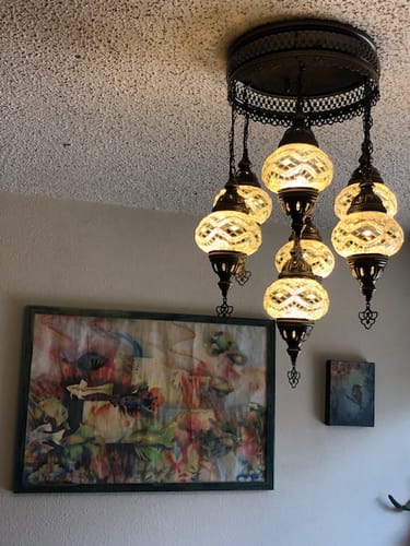Customer photo review of 7 - BALL SULTAN  CHANDELIER (Medium globe) , Short Chandelier Flush Against the ceiling