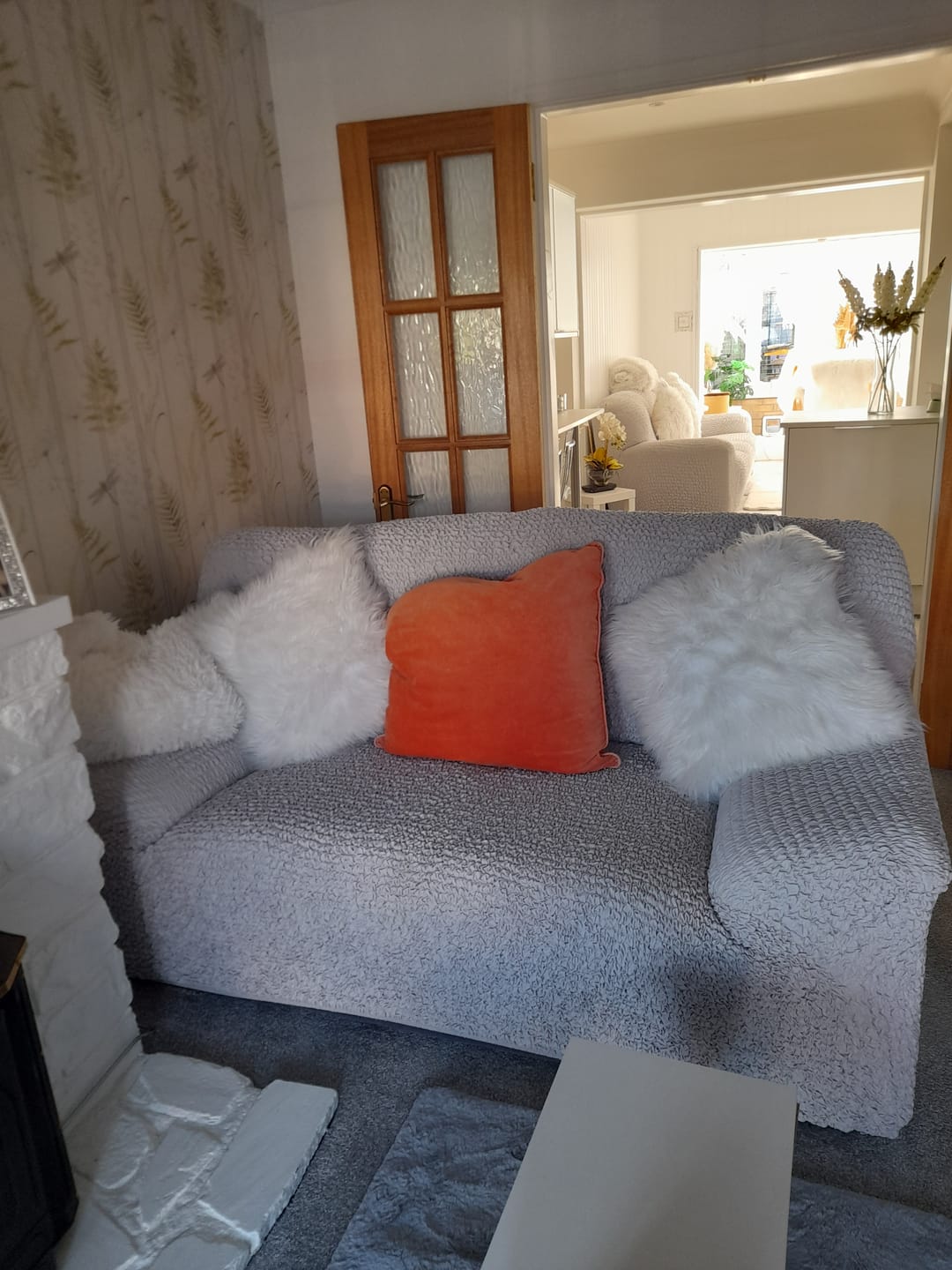 Customer photo review of 3 Seater Sofa Cover - Pearl, Microfibra